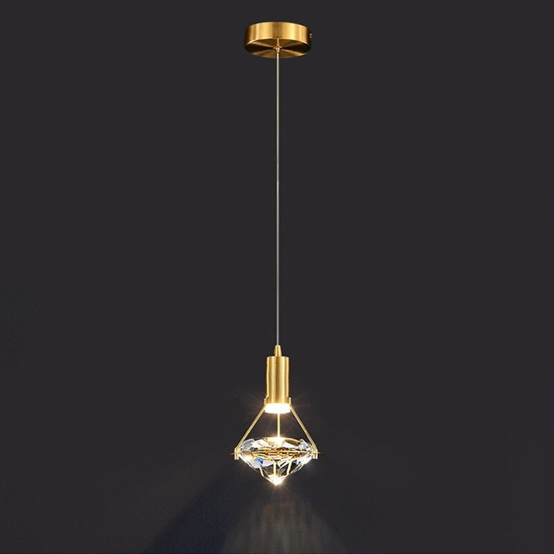 Modern Copper Gold Crystal Single Pendant Lamp