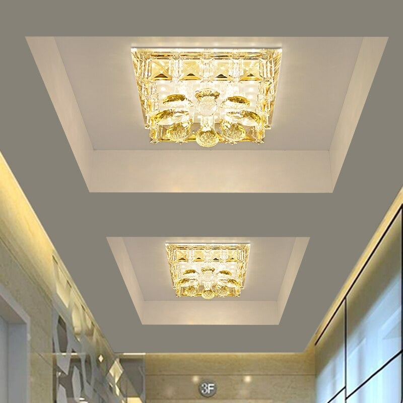 Modern Square Crystal Ceiling Light