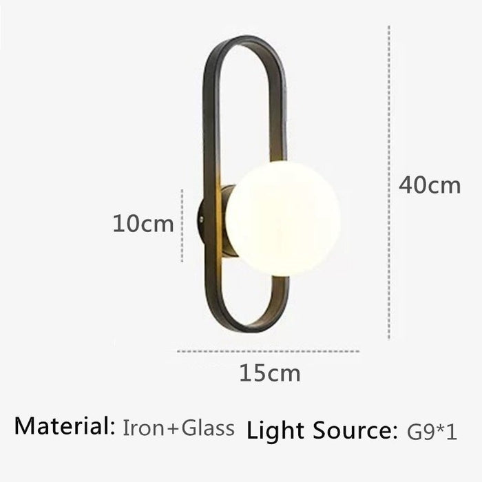 Nordic Glass Black Gold Metal LED Sconce Wall Lamp