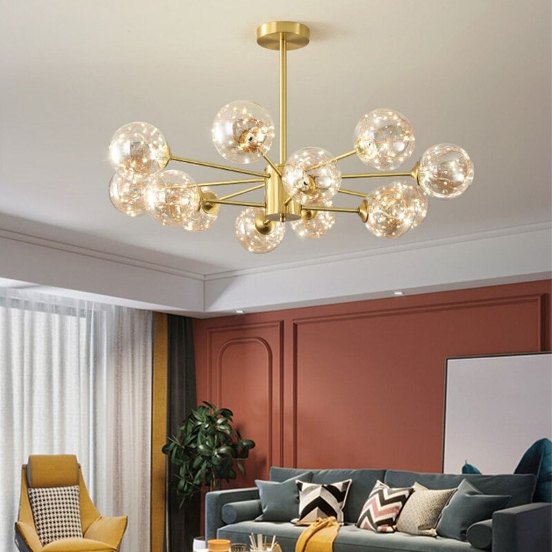 Nordic Golden Metal Living Room Chandelier Lamp