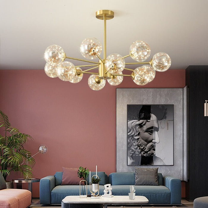 Nordic Golden Metal Living Room Chandelier Lamp