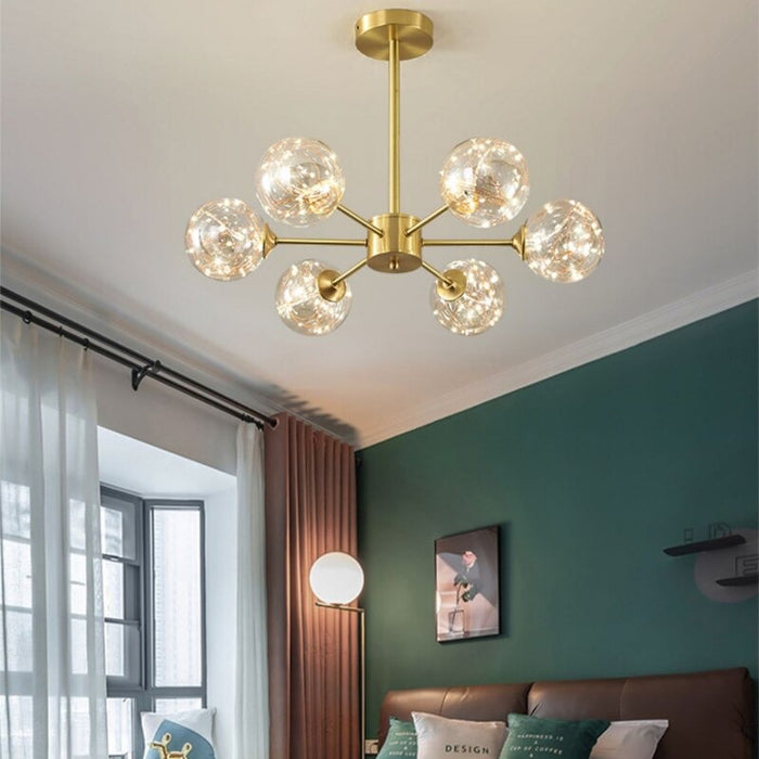 Nordic Golden Metal Living Room Chandelier Lamp