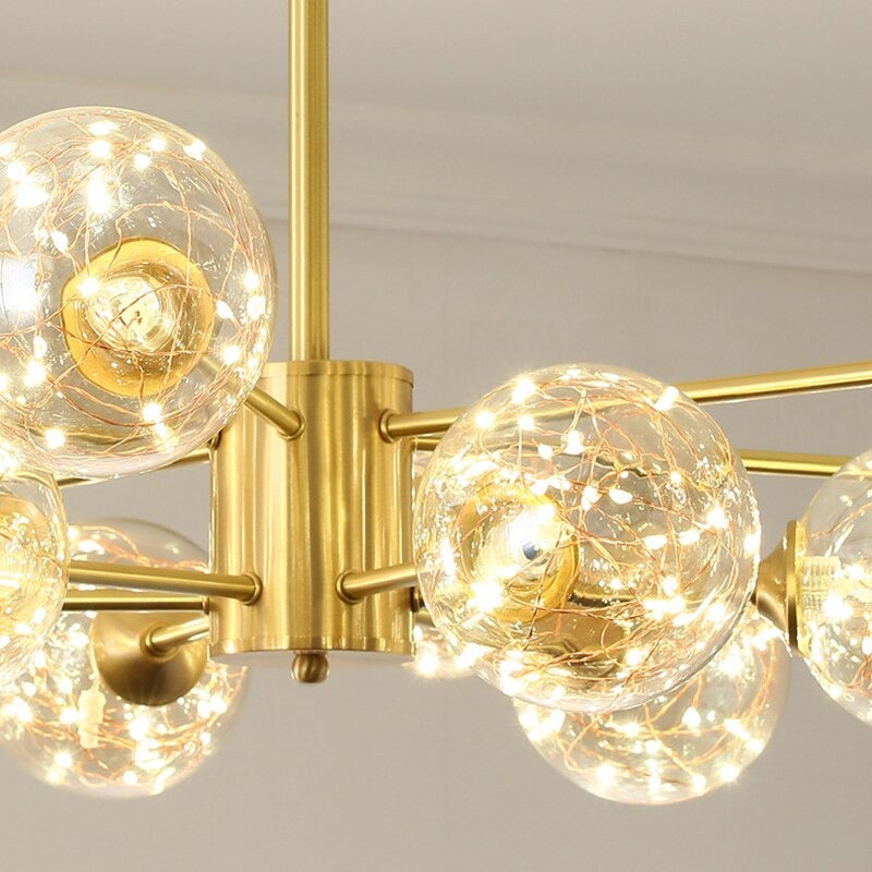 Nordic Golden Metal Living Room Chandelier Lamp