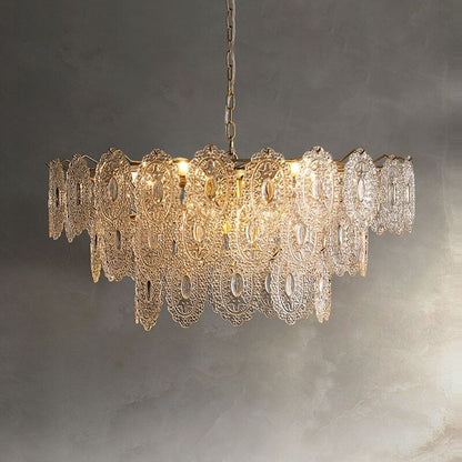 Luxury Glass Pattern Multi-Layer Chandelier Light