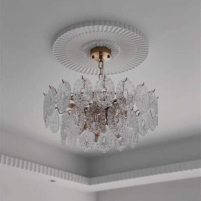 Luxury Glass Pattern Multi-Layer Chandelier Light