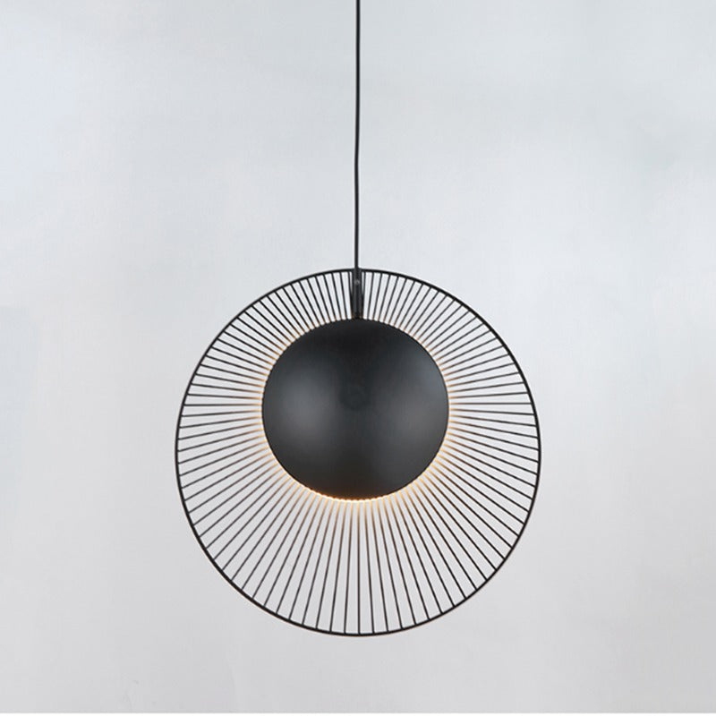 Minimalist Black Painted Iron LED Hanging Lamp