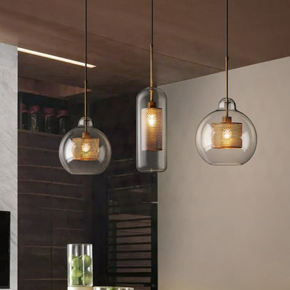 Minimalist Hollow Iron Glass Ball Pendant Lamp