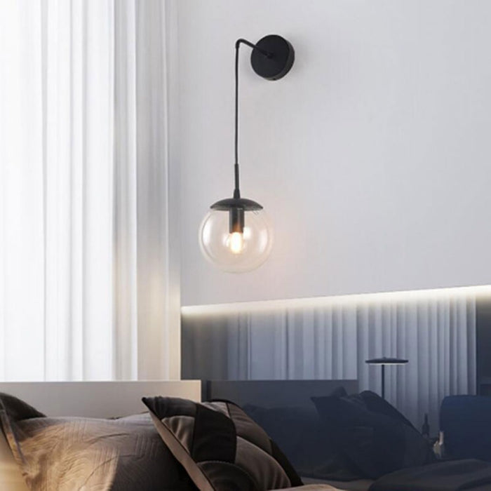 Minimalist Hanging Wire Glass Ball Wall Lamp