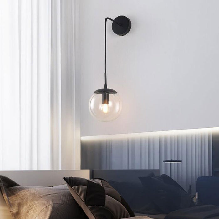 Minimalist Hanging Wire Glass Ball Hardware Wall Lamp