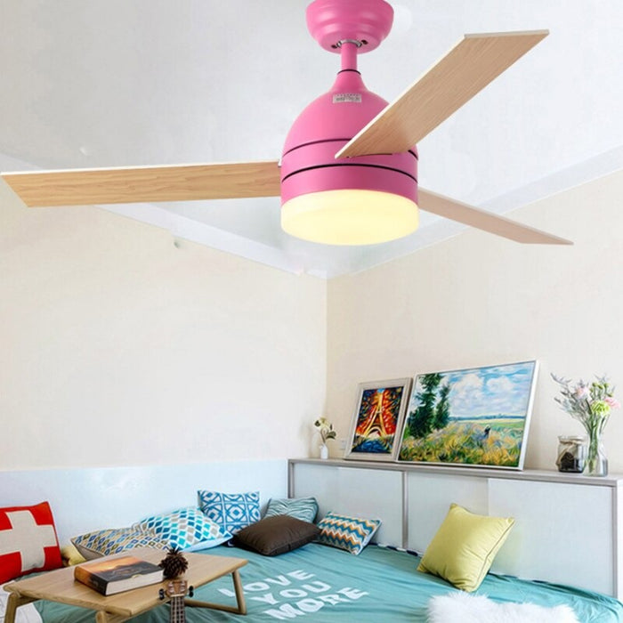 Modern Minimalist LED Wood Fan Fixture Lamp