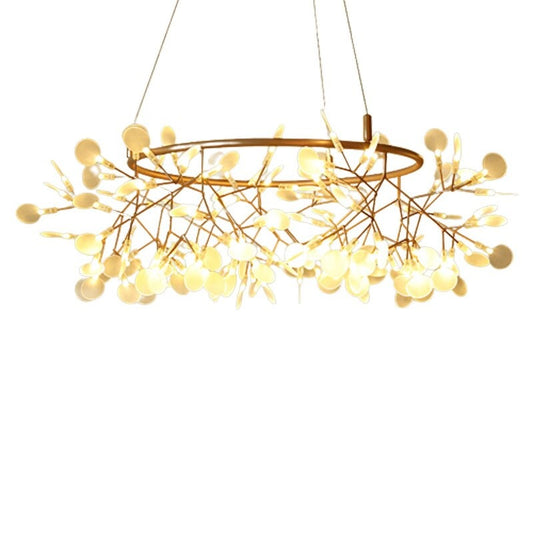 Circle Acrylic Branch Leaves LED Pendant Light