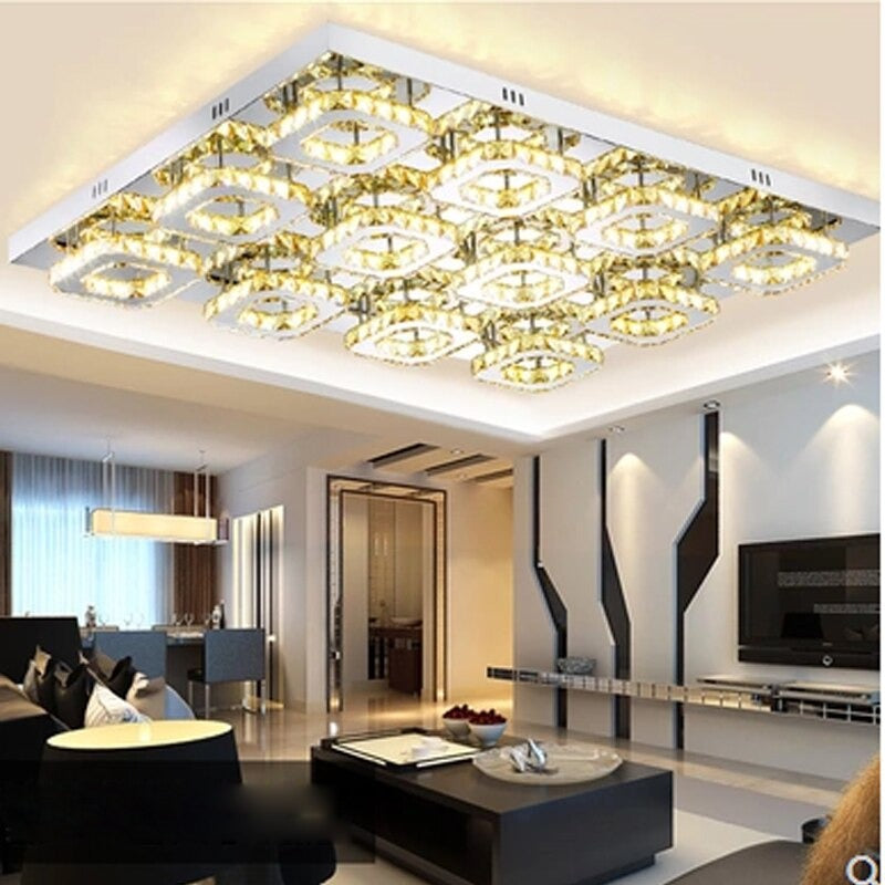 Modern Rectangle Bedroom LED Crystal Ceiling Lamp