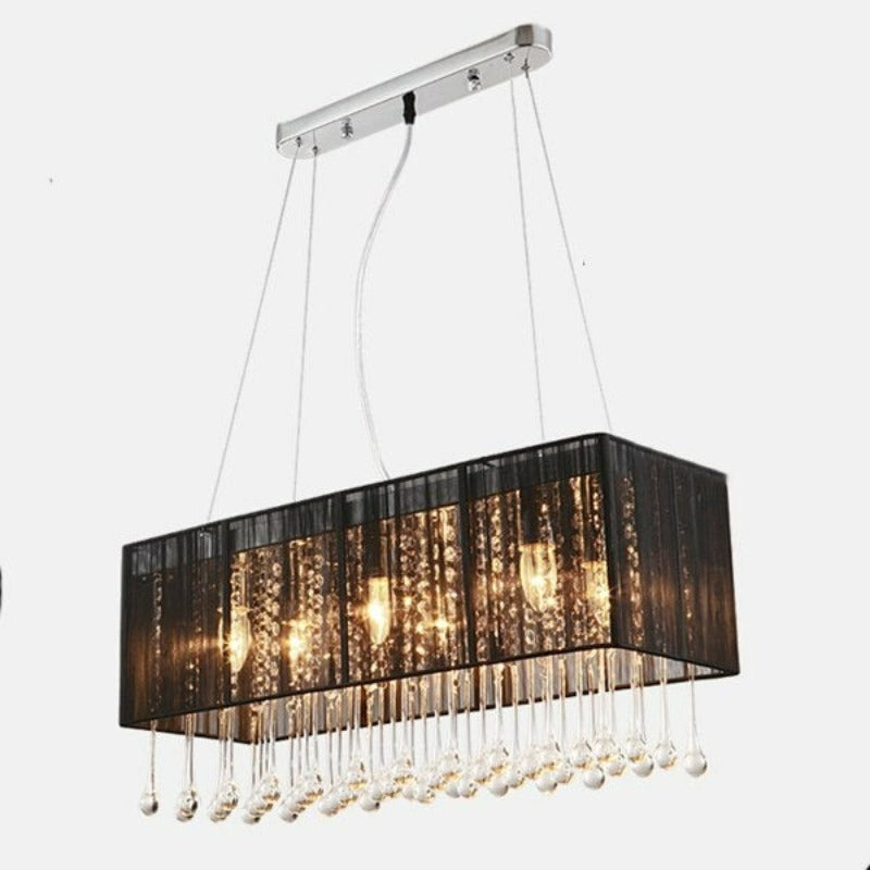 Rectangle Design Fabric Shade Crystal Light Fixture