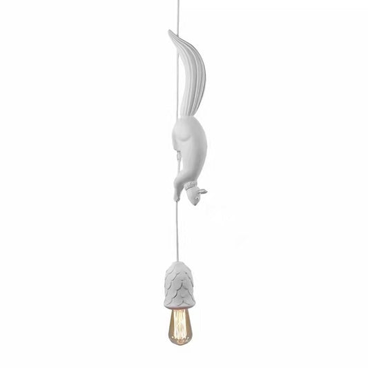 Resin White Squirrel Pendant Lamp