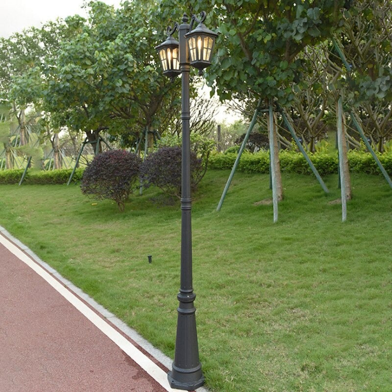 Black Double LED High Pole Street Lamp