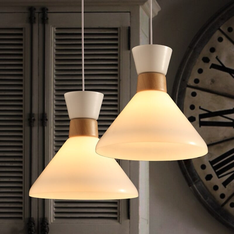 Simple White Glass Single Head Pendant Lamp