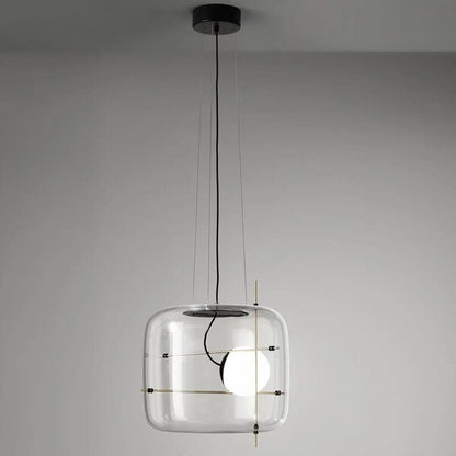 Square Single Clear Glass Pendant Lamp