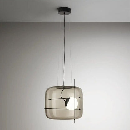 Square Single Clear Glass Pendant Lamp