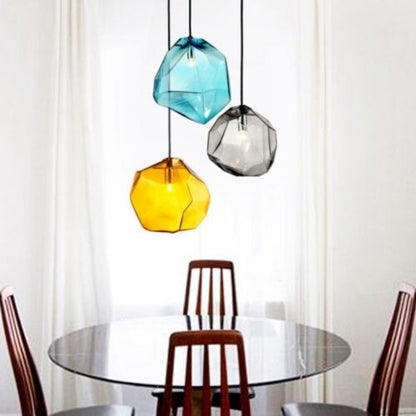 3 Colorful Stone Glass Pendant Light