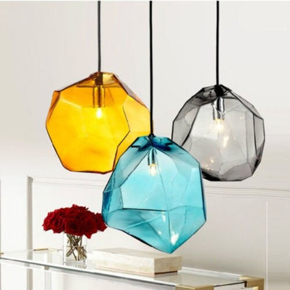 3 Colorful Stone Glass Pendant Light