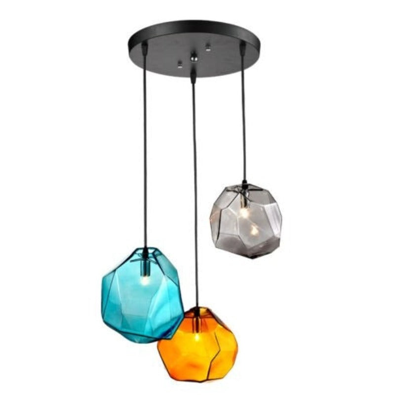 3 Colorful Stone Glass Pendant Light