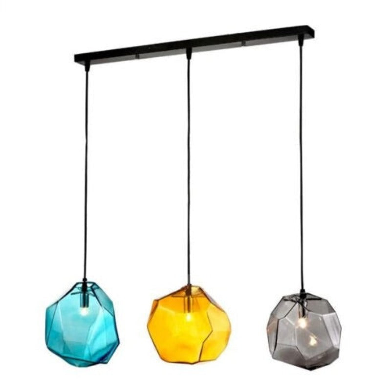 3 Colorful Stone Glass Pendant Light