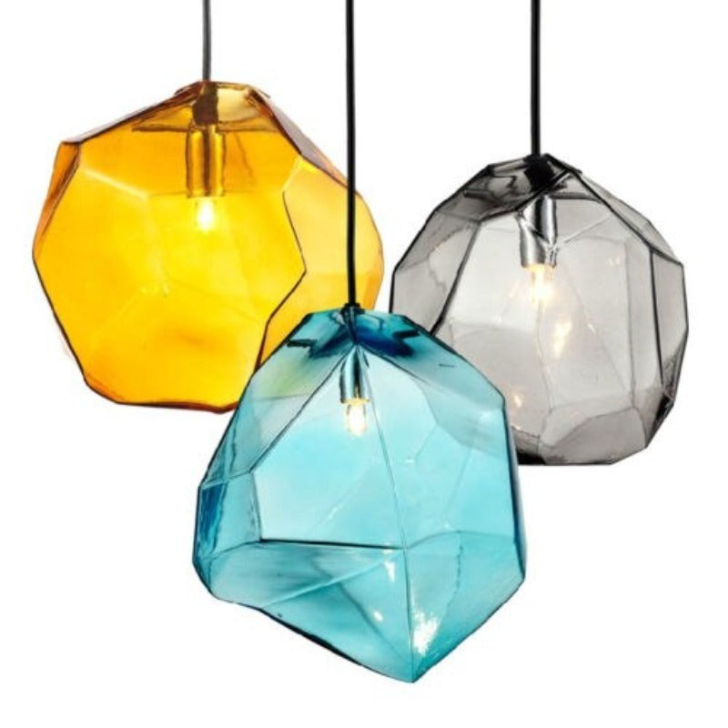 3 Colorful Stone Glass Pendant Light