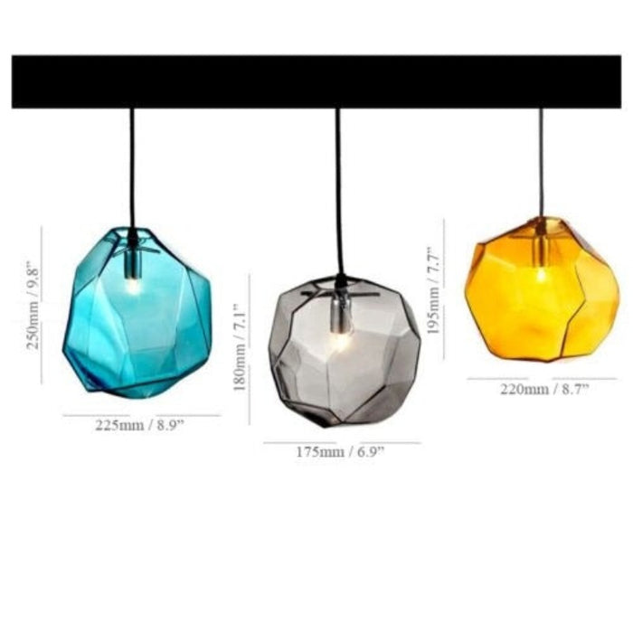 3 Colorful Stone Glass Pendant Light