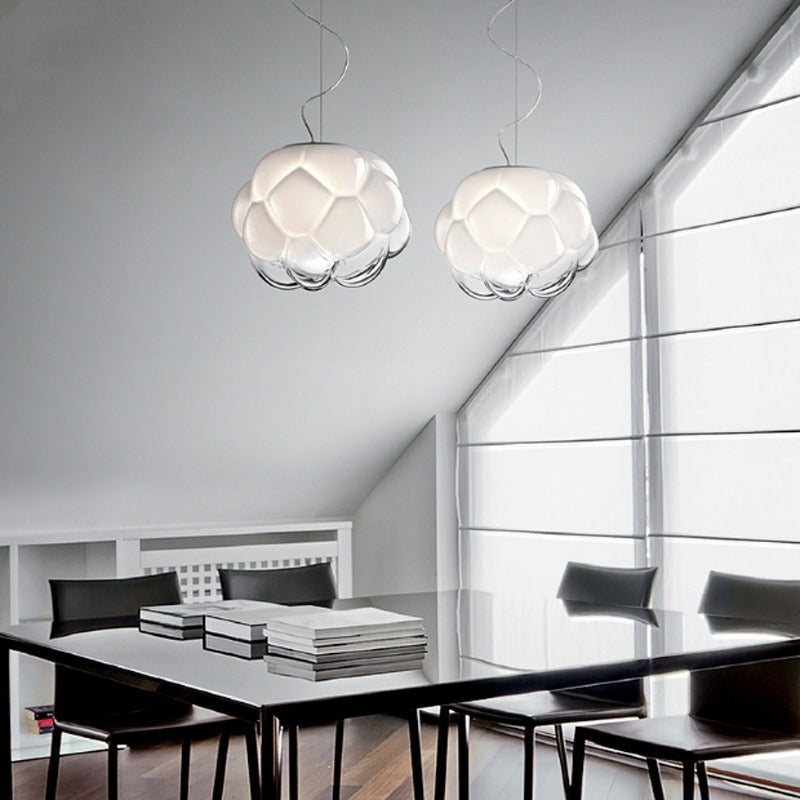 White Glass Creative Cloud Single Pendant Lamp