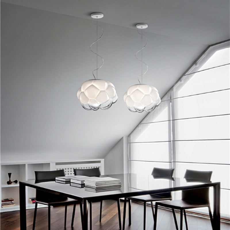 White Glass Creative Cloud Single Pendant Lamp