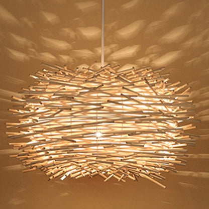 Wicker Bird Cage Hand Knitting Pendant Light