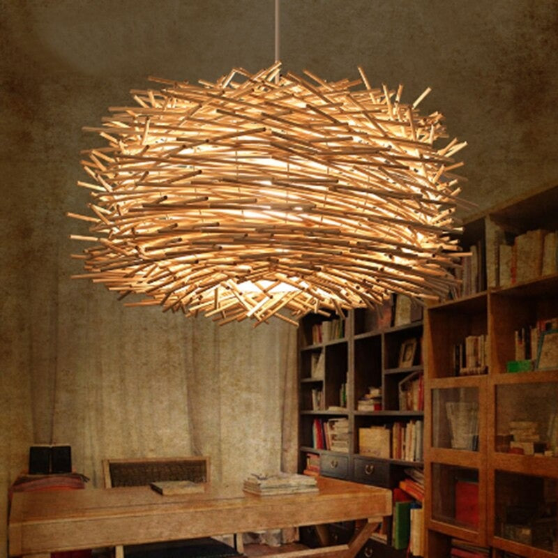 Wicker Bird Cage Hand Knitting Pendant Light