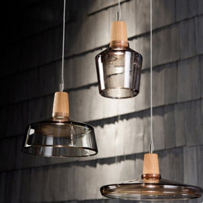 Creative Wooden Decor Hanging Glass Pendant Lamp