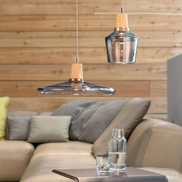 Creative Wooden Decor Hanging Glass Pendant Lamp