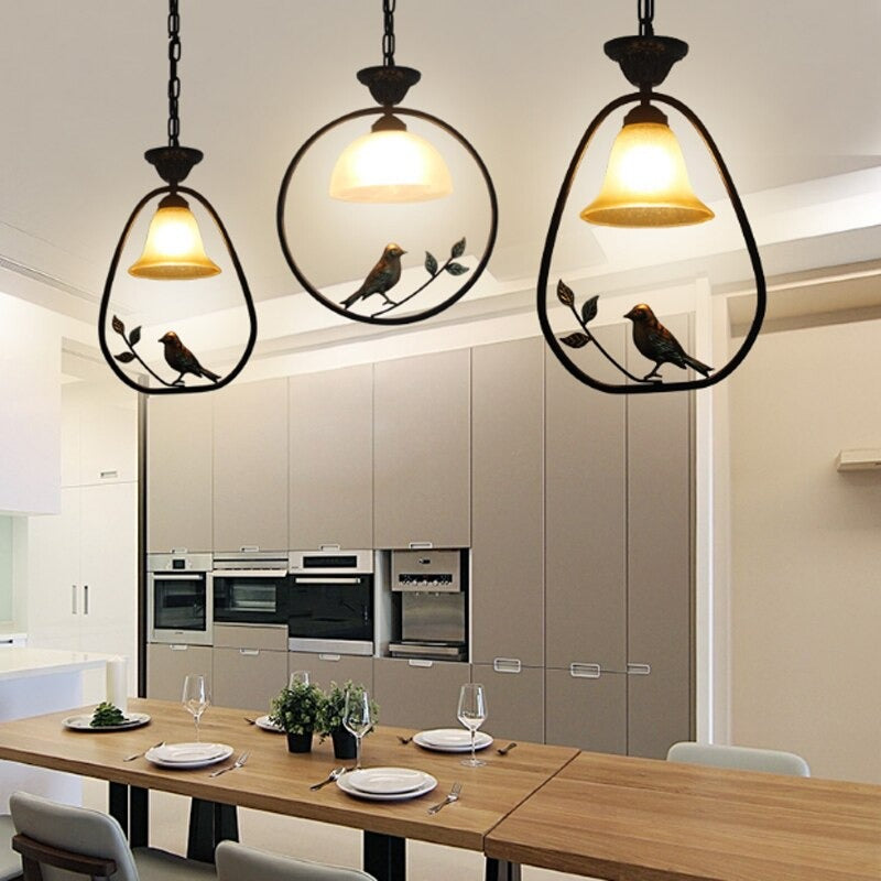 Nordic Chinese Bird Design Iron Pendant Lamp