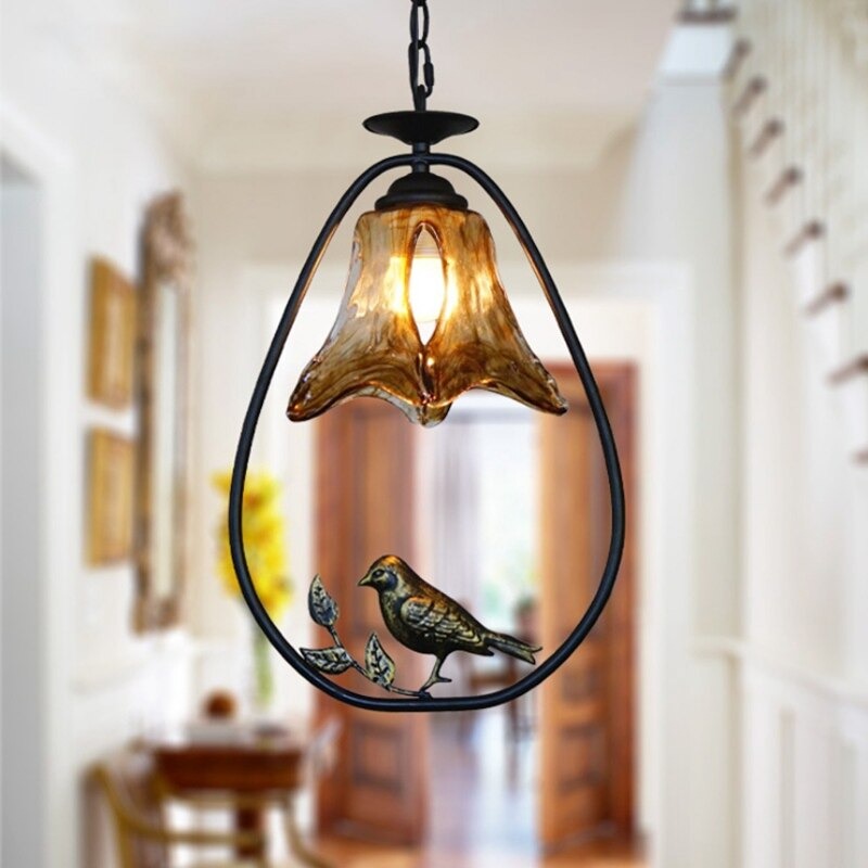 Nordic Chinese Bird Design Iron Pendant Lamp