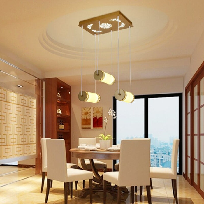 Chinese Style Cylinder Golden Pendant Lamp