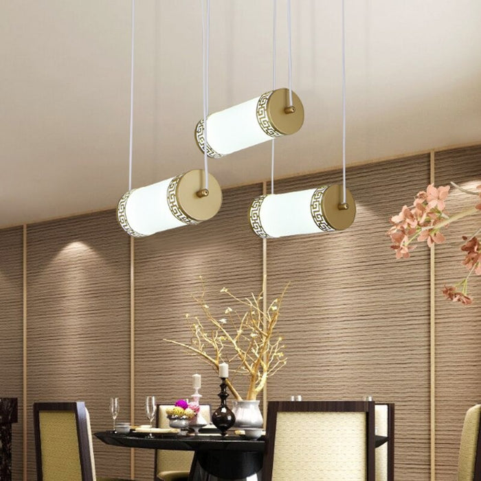 Chinese Style Cylinder Golden Pendant Lamp