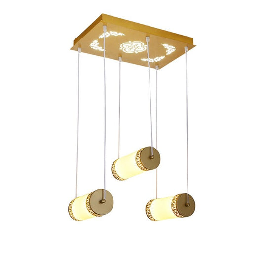 Chinese Style Cylinder Golden Pendant Lamp