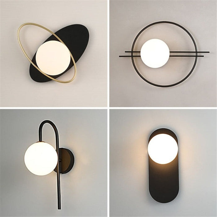 Glass Ball LED Gold Ring Oval Wall Lamp