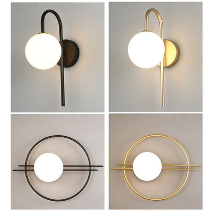 Glass Ball LED Gold Ring Oval Wall Lamp