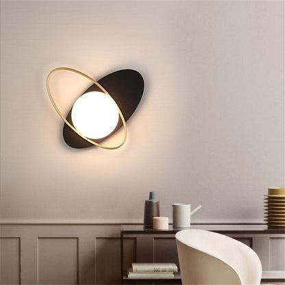 Glass Ball LED Gold Ring Oval Wall Lamp