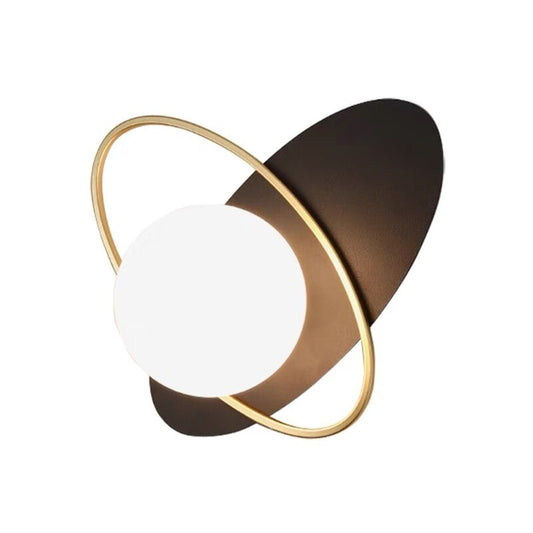 Glass Ball LED Gold Ring Oval Wall Lamp