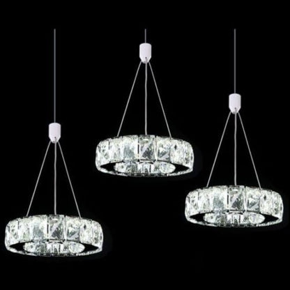 Modern Stainless Steel Circular Crystal Pendant Light