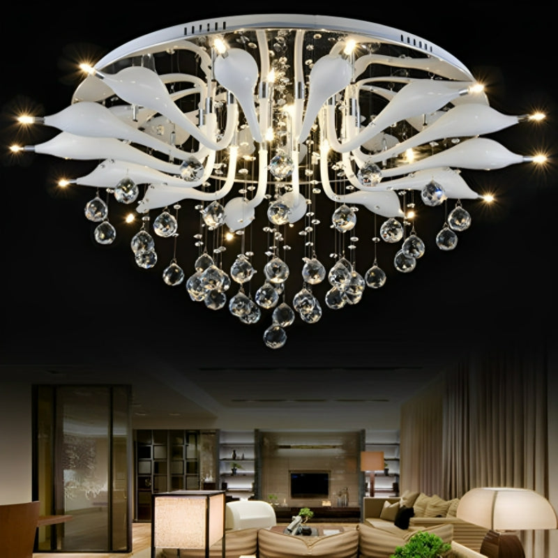 Elegant Swan Design Crystal Ceiling Lamp