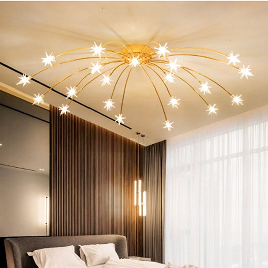 Nordic Golden Flower LED Bulb Chandelier