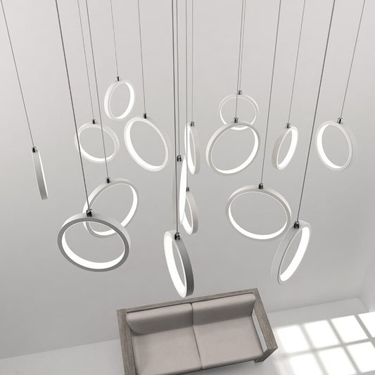 Nordic Aluminum Ring Design Combination Chandelier Light