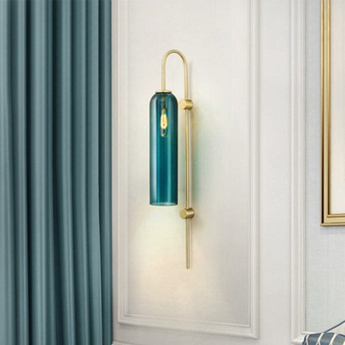 Nordic Blue Glass Tube Wall Lamp