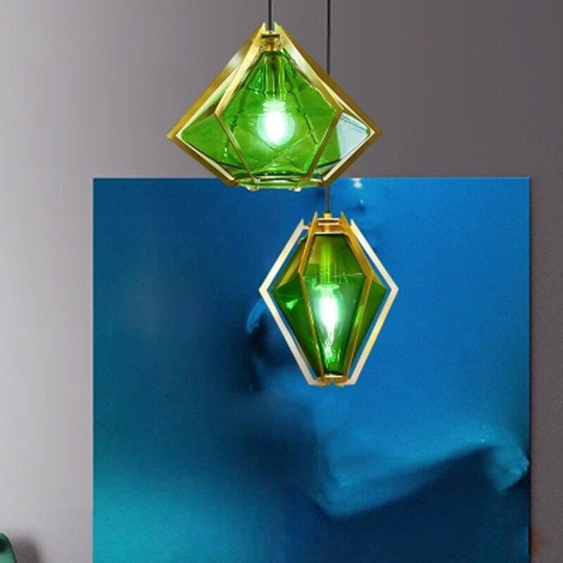 Single Head Diamond Shaped Pendant Lamp