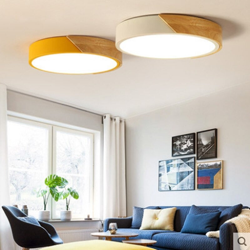 Nordic Minimalist Wooden Round Ceiling Lamp